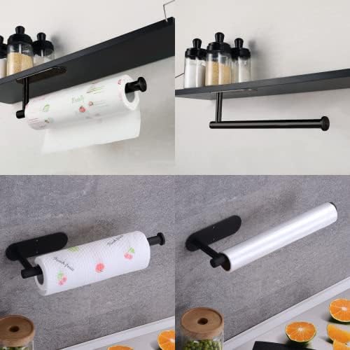 Paper Towel Holder with 2 Hooks-Under Cabinet Paper Towel Holder - Image 2