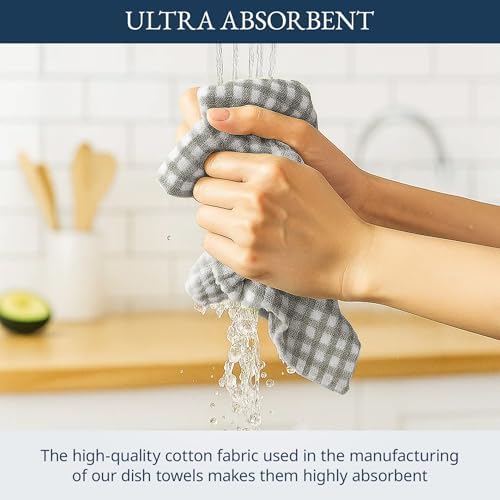 LANE LINEN Cotton Kitchen Towels Set, Quick-Drying Dish Towels, Tea Towels - Image 5