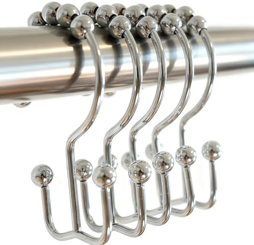 Shower Curtain Hooks 12 Pack, Double Glide Rings by Unknown