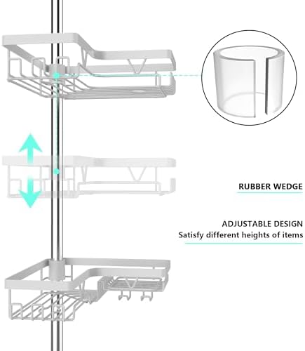 KEGII Corner Shower Caddy Tension Pole, Bathroom Storage, Matte White - Image 2