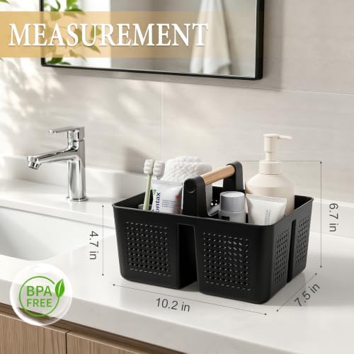 JiatuA Portable Shower Caddy Basket Plastic Caddy Organizer Small Black - Image 6