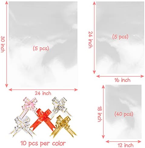 Labeol 50pcs Cellophane Bags 3 Sizes Cellophane Wrap - Image 4