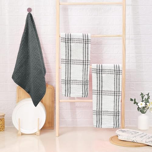 DAN RIVER Gray Kitchen Towels, 12 Pack, 16x26 Inches Absorbent Dish Towels - Image 5