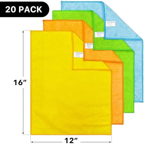 Simple Houseware 12" x 16" Microfiber Cleaning Cloth 20 Pack, 4 Colors - Image 2
