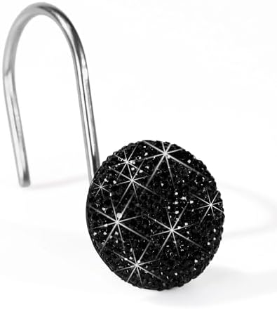 Black Bling Shower Curtain Hooks: Christmas Bathroom Curtain Rings - Image 2