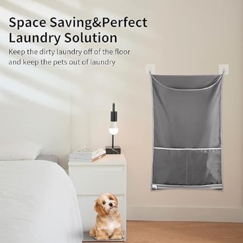 Hanging Laundry Hamper, Over The Door, 2 Grey Pack - Image 5