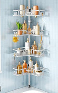 HAMITOR Corner Shower Organizer, 4-Tier Tension Pole Caddy by HAMITOR
