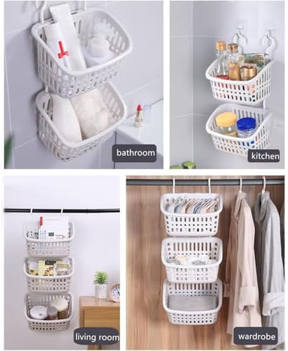 3PCS Plastic Hanging Baskets for Shower, Hanging Basket Organizer - Image 3