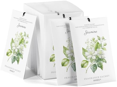 MYARO 12 Pack Jasmine Scented Sachets, Closet Deodorizer Car Air Freshener by MYARO