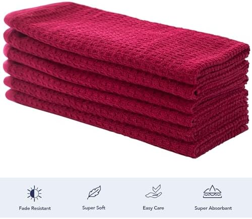 CRAFTSWORTH Cotton Kitchen Towels15 x 26" Solid Red Kitchen Hand Towels - Image 6