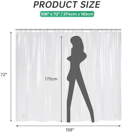 AmazerBath Extra Wide Shower Curtain Clear 108 Inches Wide, Wrap Around Shower - Image 2