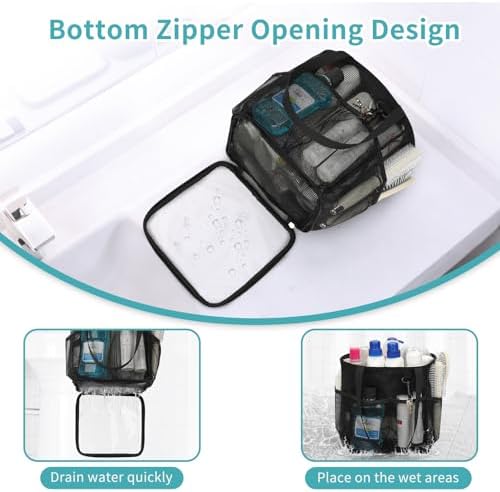Mesh Shower Caddy Portable for College Dorm Room Essentials, Shower Tote Bag - Image 3