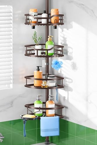 HAMITOR Shower Caddy Tension Pole, Adjustable Bathroom Storage Organizer by HAMITOR