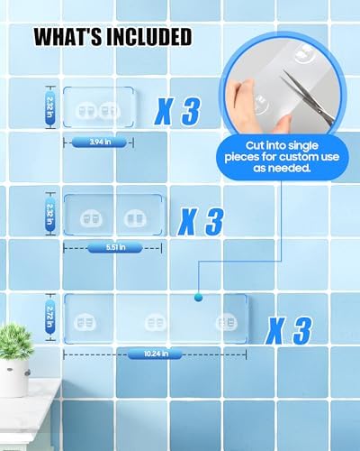 9 Pack Shower Caddy Adhesive Replacement, Strong Waterproof Transparent - Image 3