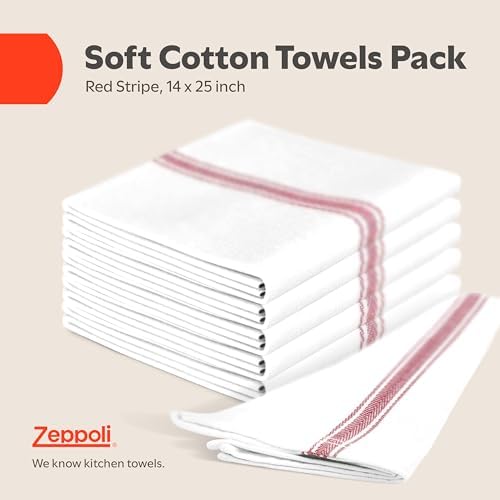 Zeppoli Classic Kitchen Towels -15 Pack 100% Natural Cotton Towel Set, Reusable - Image 2