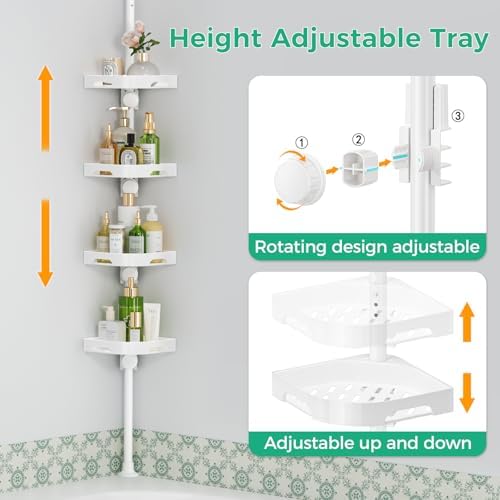 shuang qing 4-Tier Corner Shower Caddy Tension Pole Organizer - Image 3