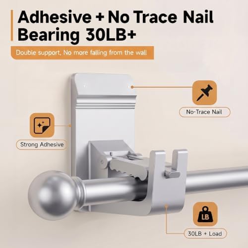 Universal Heavy Duty Curtain Rod Brackets, No Drill Curtain Rod Brackets - Image 5