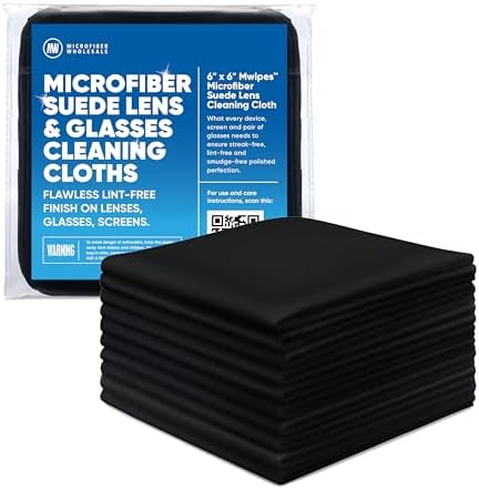 Premium Lens Glasses Cleaning Cloth by Microfiber Wholesale | Black | 6”x6” | by MicrofiberWholesale