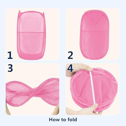 Pop Up Laundry Hamper, Mesh Laundry Basket Collapsible, Foldable Hamper - Image 3