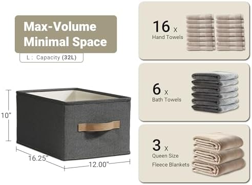 3-Pack Closet Storage Bins, Foldable Fabric Storage Baskets - Image 3