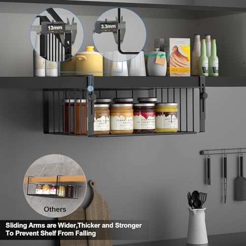 AmonHouseware 2Pack Under Shelf Basket Storage, Adjustable Hanging - Image 4