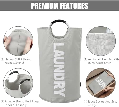 DOKEHOM 125L X-Large Laundry Basket Bag, Collapsible Tall Hamper - Image 6