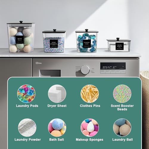 POLRAI 4 Pack Laundry Pod Containers and Dryer Sheet Holder - Image 5