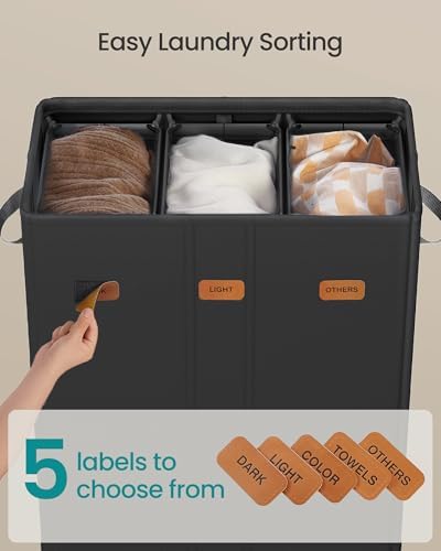 SONGMICS 160L Laundry Hamper, 4-Compartment Laundry Sorter - Image 4