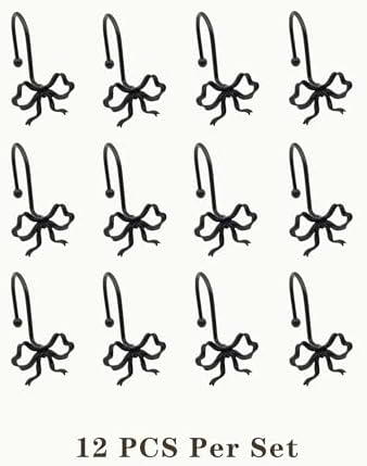 Black Bow Shower Curtain Hooks, 12 Pack Gothic Coquette Bathroom Decor - Image 6