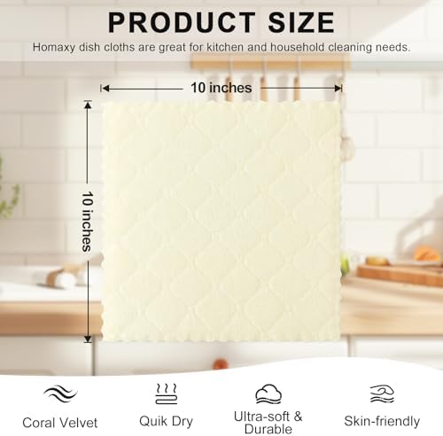 Homaxy 12 Pack Super Soft & Absorbent Dish Cloths, Cream Yellow - Image 5