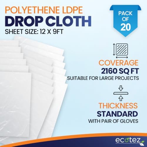 20 Pack 12 x 9 ft Extra Large Plastic Drop Cloth - Image 2
