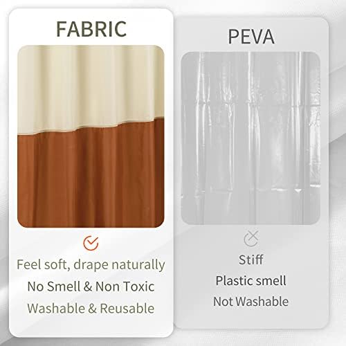 ALYVIA SPRING Waterproof Fabric Shower Curtain or Liner Cream/Orange - Image 4