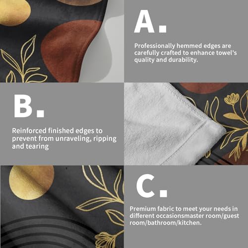 Black Boho Modern Kitchen Towels Set of 2 Abstract Mid Century Soft Absorbent - Image 5