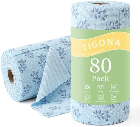 Microfiber Cleaning Cloth Roll, 80 Pack Cleaning Towels, Lint Free Rags Paper by Tigona