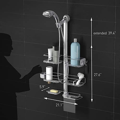 simplehuman X-Large Adjustable Hanging Shower Caddy, Handheld Showerhead - Image 2