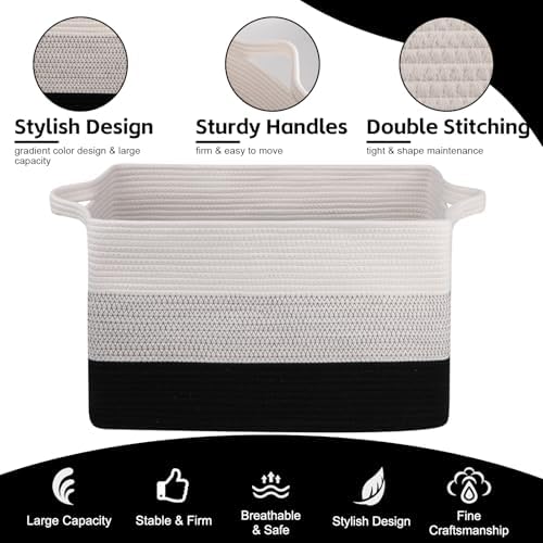 OIAHOMY Extra Large Blanket Basket, 95L Cotton Rope Woven Laundry Basket - Image 6