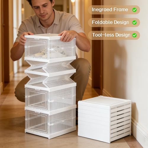 ZLLZUU Upgrade Clear Foldable Shoe Storage Organizer, No Assembly 6 Tiers Shoe - Image 2