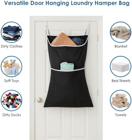 2-in-1 XL Hanging Laundry Hamper Bag 36x22in + Pop Up Mesh Laundry Basket - Image 4