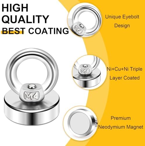 DIYMAG Magnetic Hooks with Countersunk Hole Eyebolt 40LBS 10 Pack - Image 3