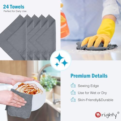 Orighty Microfiber Cleaning Cloth, Cleaning Rags, 24 Pack, 12x11 in - Image 5