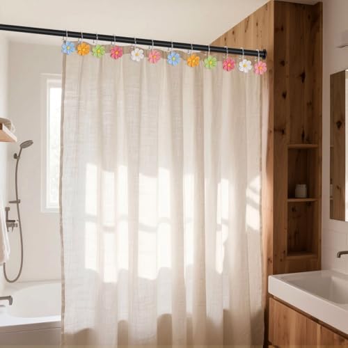 Flower Shower Curtain Hooks, 12 Pack Rustproof Stainless Steel Decorative - Image 5