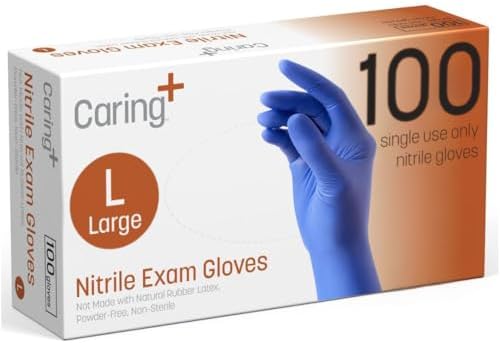 Caring Nitrile Exam Gloves, Powder-Free, Disposable Gloves by Caring
