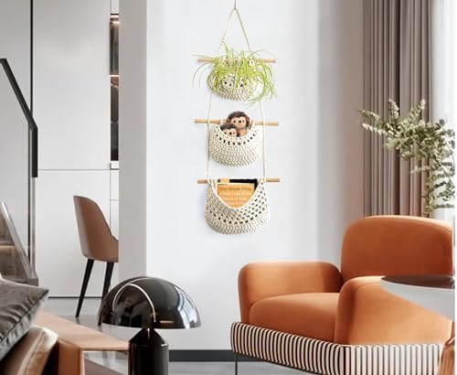 AARAINBOW Wall Cotton Hanging Baskets, Large 3 Tier Decorative Wall Basket - Image 3