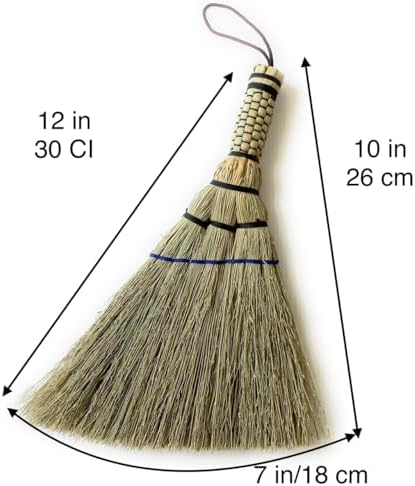 Handmade Whisk Broom, 12-Inch Stiff Sorghum, Bamboo Handle - Image 2