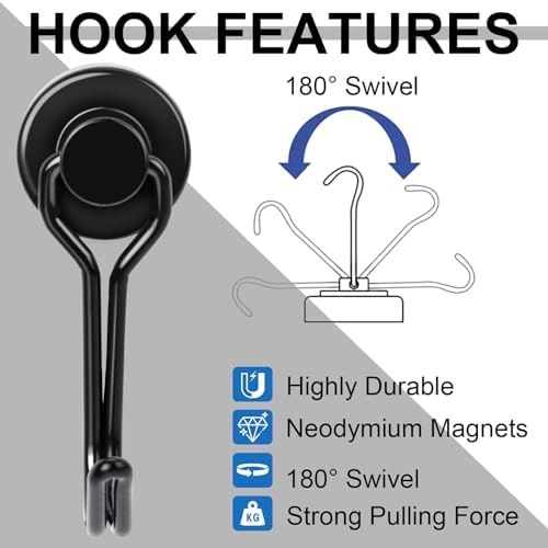 E BAVITE Swivel Swing Black Magnetic Hooks - Image 4