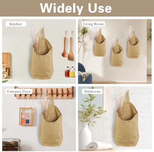 100% Linen Hanging Storage Bags Baskets 2 Pcs, Small Wall Storage Bag - Image 5
