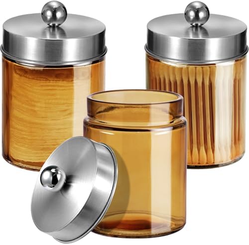 3 Pack Apothecary Jar Canisters Bathroom Vanity Organizer by Komashr