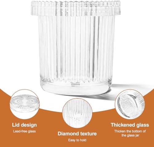 Glass Qtip Dispenser 2 Pack, Pads & Floss Picks, Vanity Makeup Essential - Image 4