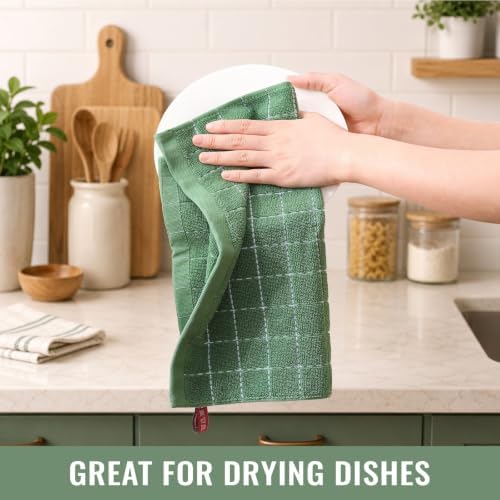 Kitinjoy 100% Cotton Terry Kitchen Dish Cloths, Grass Green - Image 5