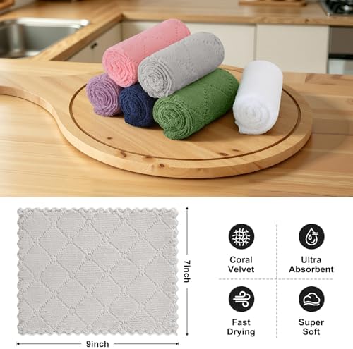 Homaxy Super Soft 12 Pack Coral Velvet Microfiber Dish Cloths - Image 2